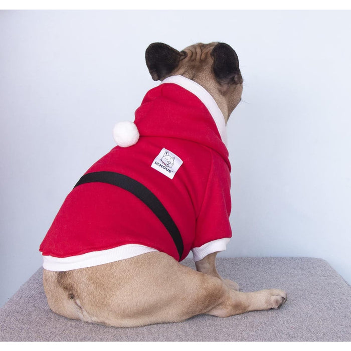 iChoue Santa Claus Dog Costume * Cute Hoodie for Christmas, Halloween, Size XL