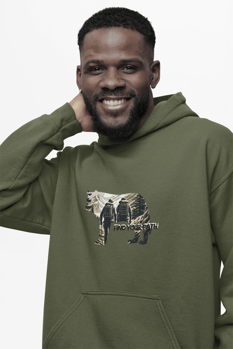 Find Your Path Wolf Hoodie Cozy Inspirational Outdoor Adventure Sweatshirt