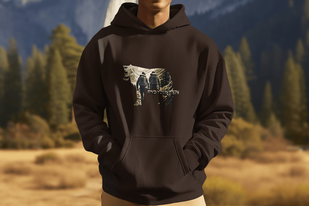 Find Your Path Wolf Hoodie Cozy Inspirational Outdoor Adventure Sweatshirt