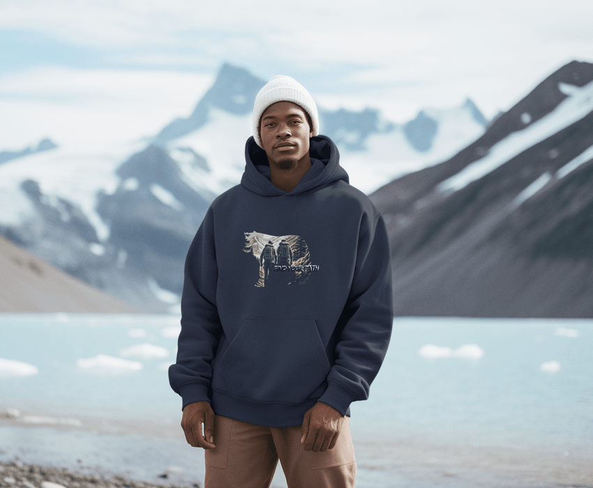 Find Your Path Wolf Hoodie Cozy Inspirational Outdoor Adventure Sweatshirt