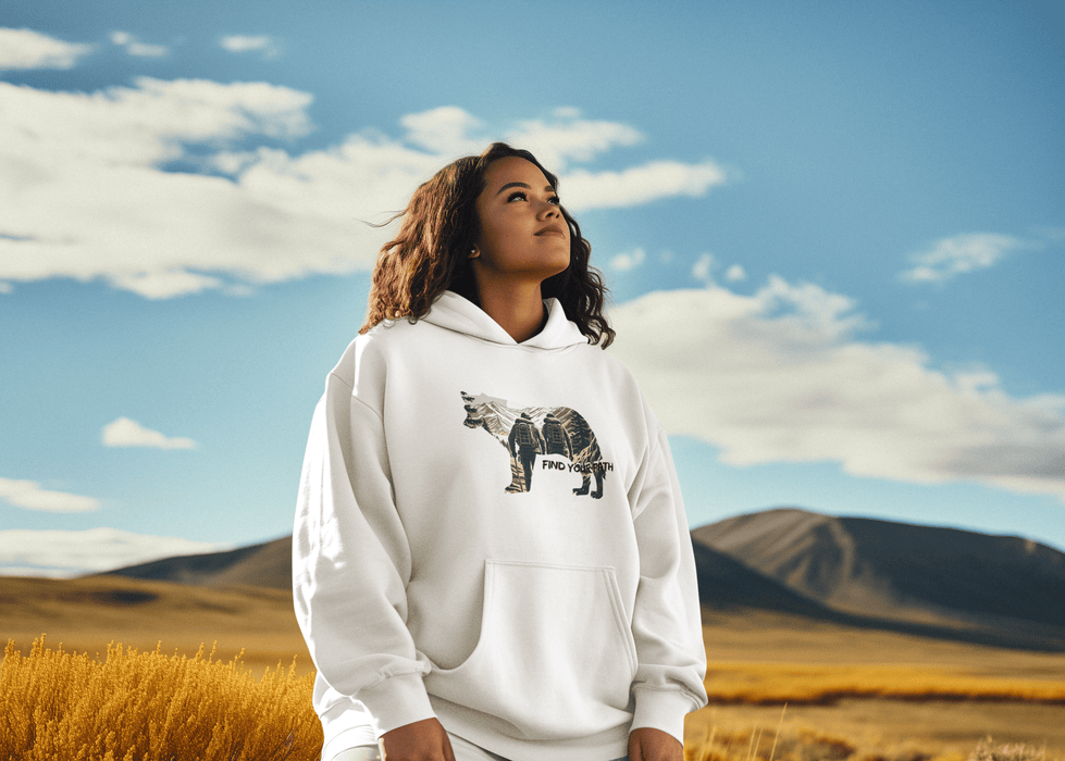 Find Your Path Wolf Hoodie Cozy Inspirational Outdoor Adventure Sweatshirt