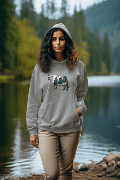 Find Your Path Wolf Hoodie Cozy Inspirational Outdoor Adventure Sweatshirt