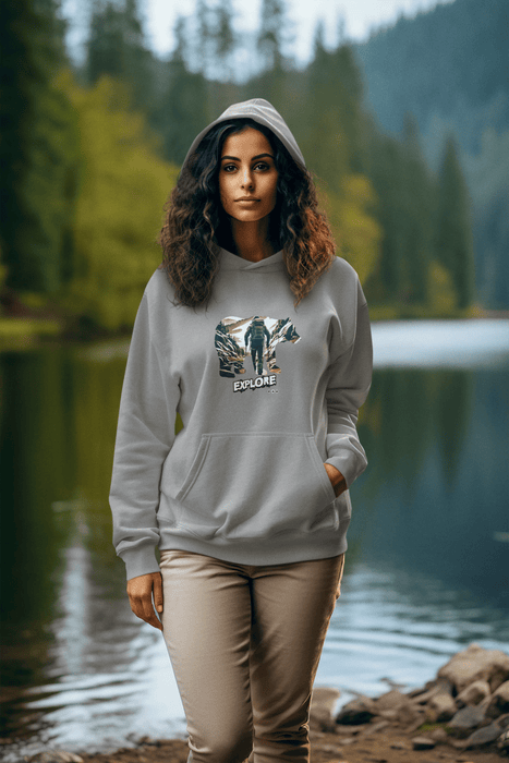 Great Explorer Bear Hoodie  Cozy Outdoor Adventure Sweatshirt for Nature Lovers