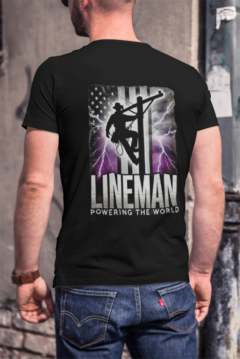 Lineman Graphic Tee | Powering the World Unisex Jersey Short Sleeve Tee Great Gift Idea