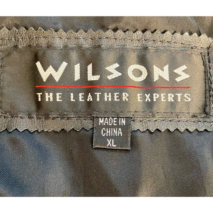 Vintage Wilson's Leather Men's * Black Trench Coat - Size XL, 100% Leather m1600