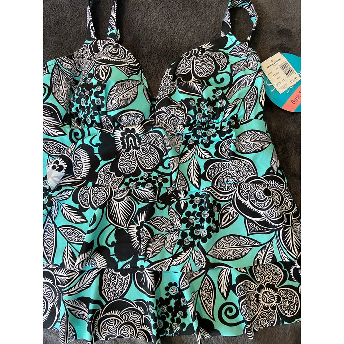 NEW SWIM SOLUTIONS Floral Swim Tankini Size 12 Stylish* Bust Support wom220