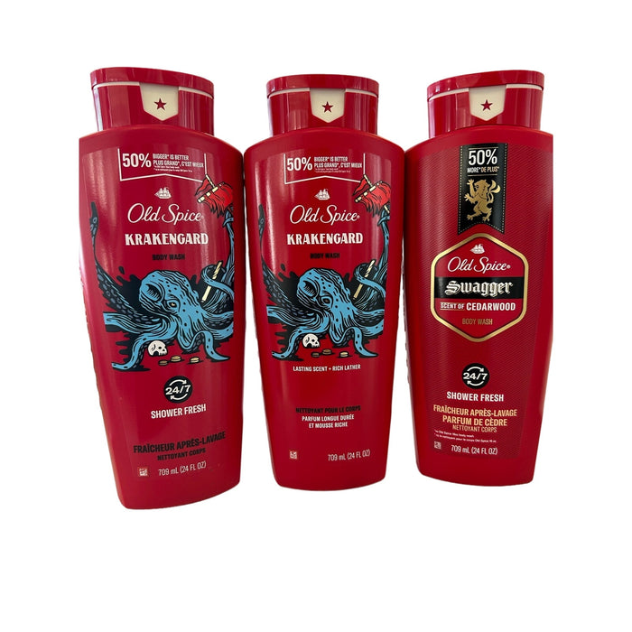 Old Spice Wild Collection Body Wash - Krakengard & Swagger, 24oz, 3-Pack