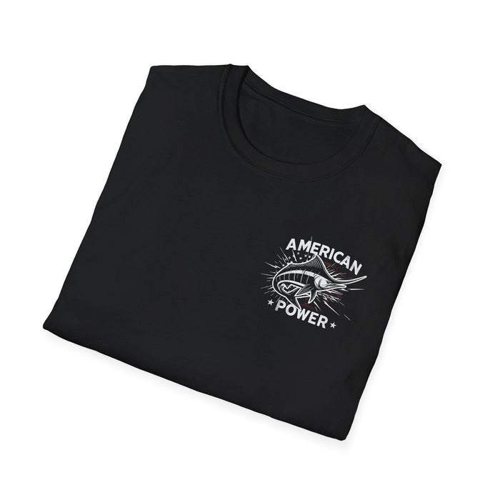 American Power Marlin Fish T-Shirt | Unisex Soft-Style Tee Fishing Tshirt, Dad Gift, Mom Gift, Boyfriend Gift, Girlfriend Gift, Marlin Tee