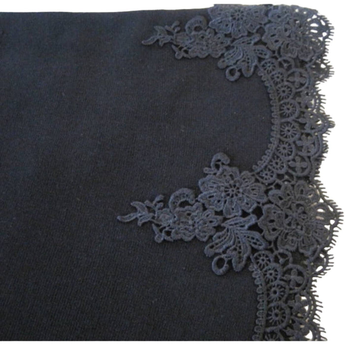 Nanette Lepore Luciana Knit Dress 3/4 Sleeve Lace Hem Very Black Size M * ND05