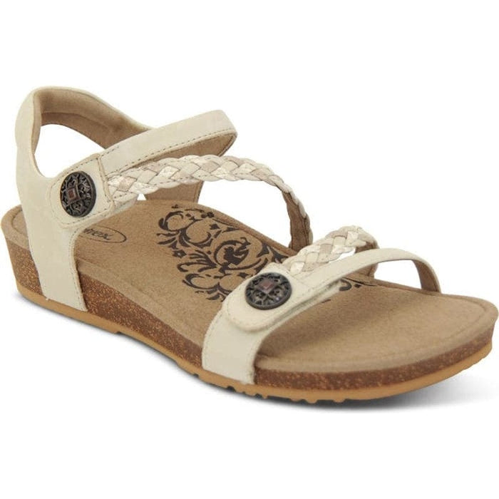 Aetrex Jillian Braided Leather Strap Sandal Supportive & Stylish SZ 6-6.5 / 36.5