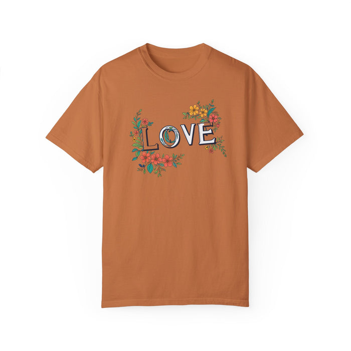 Floral Love in Vibrant Blooms Unisex Garment-Dyed T-shirt