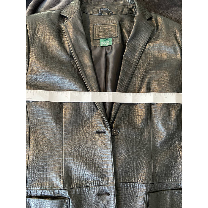 Ralph Lauren Crocodile Embossed Leather Jacket * SZ Small Vintage Inspired w2005