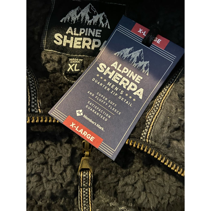 Cozy Alpine Sherpa Pullover Checkered Gray SZ XL