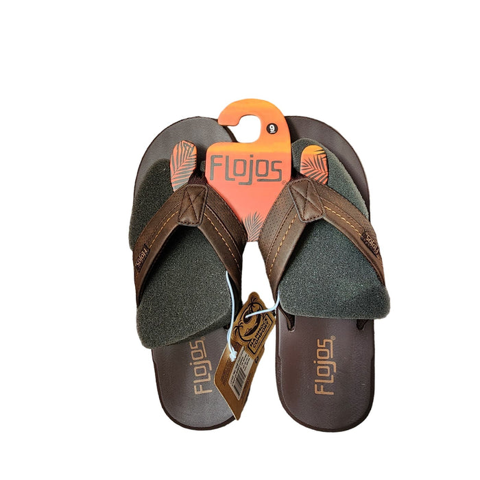 "Flojos Levee Two-Tone Brown Sandal, Men's Size 9 Comfortable Summer Footwear"