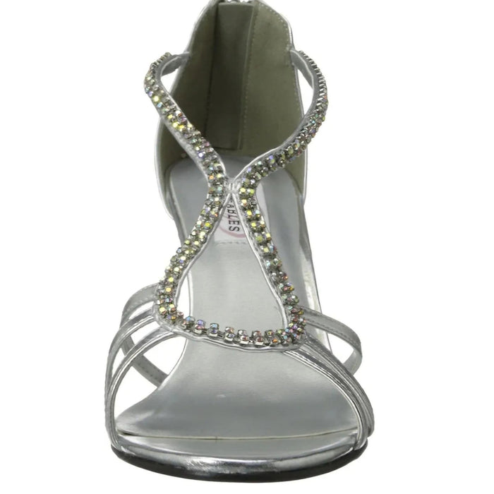 Dyeables Women's Josie Manmade Dress Sandal, Silver Metallic,10 B US