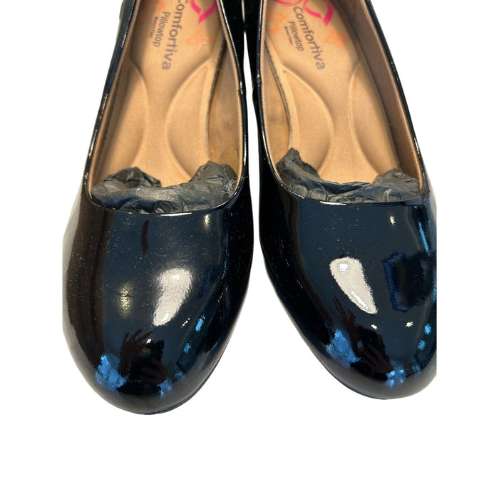 Comfortiva Amora Black Patent Leather Heels - Size 8 W Womens Shoes