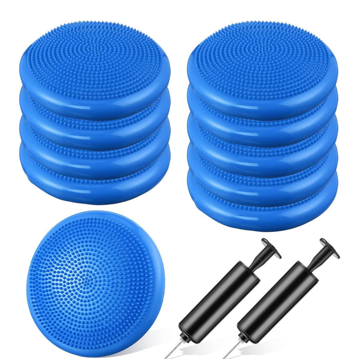 Leitee 10 Pcs Inflated Wobble Cushion Balance Disc Wiggle Seat with Needle Pump