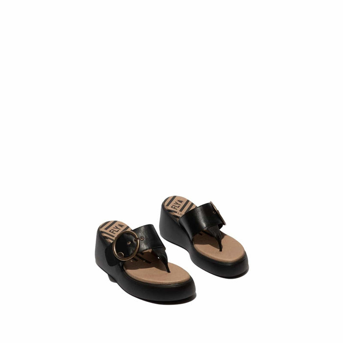 Fly London DAFI938FLY Buckle Mules Sandals - Glamorous Comfort in Black - SZ 7.5