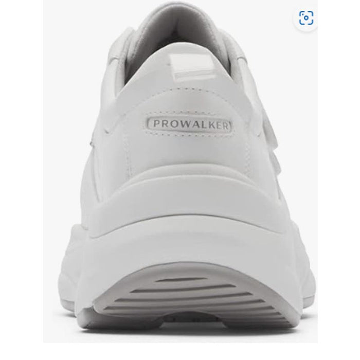 Rockport Women's Prowalker W D Strap Sneaker, White Leather ECO, Size 6.5