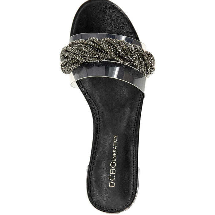 BCBGeneration Women's Darli Flat Sandal, SZ 8, Faux Leather, Slip-On Shoes