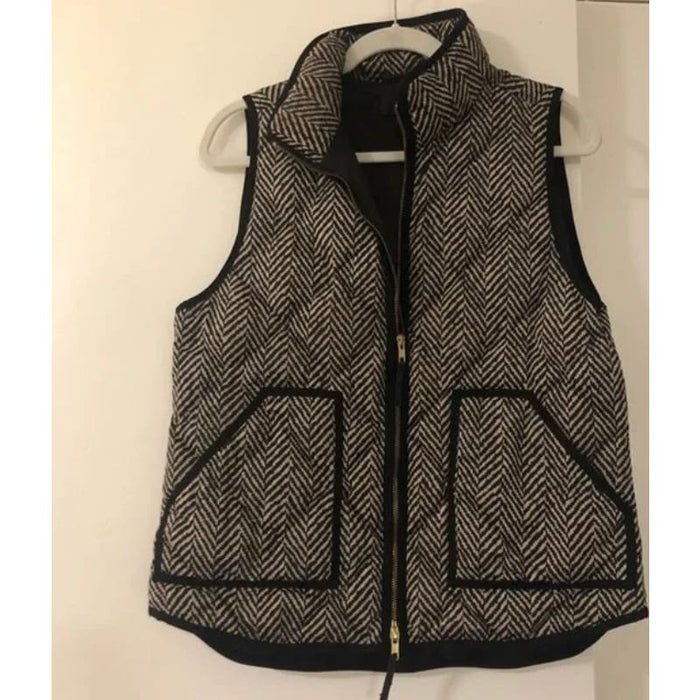 J.CREW Stylish Puffer Vest - Women's Size M - Beige and Black Jcrew WC43