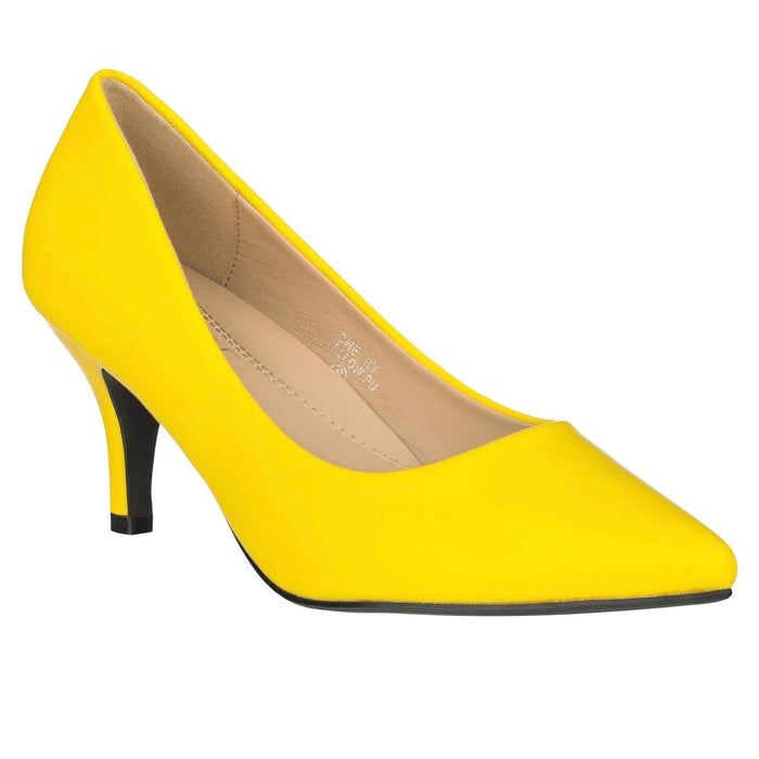 "ILLUDE Classic Pointed Toe Stiletto Heel Pump Shoes – Cherry Yellow, Size 8"