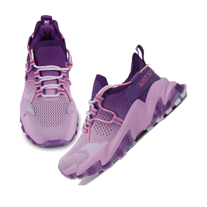 Women's Purple Mesh Tennis Sneakers, Size 9.5 - Breathable Sport Shoes