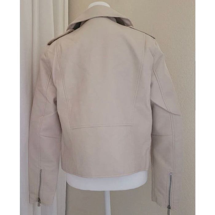 Lulus Pretty Powerful Beige Vegan Leather Jacket - Size XS wc29