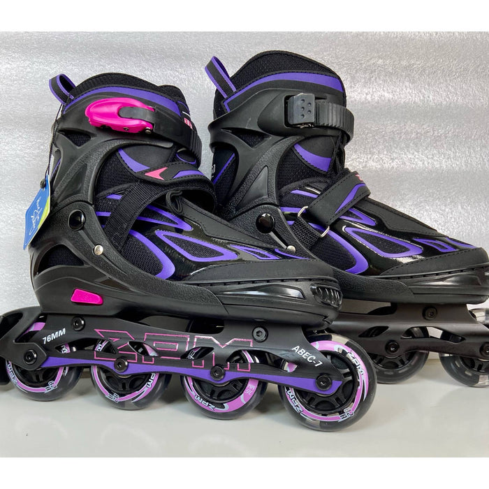 2PM 2pm Sports Vinal Girl's Violet Inline Skates, 8 Wheels Light up and 4 Size Adjustable,SZ 4-7