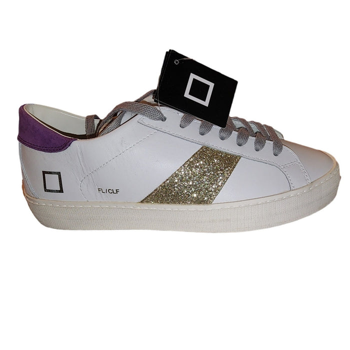 "D.A.T.E Flair Calf White-Purple Women's Tennis Shoes, Size 8" MSRP $240