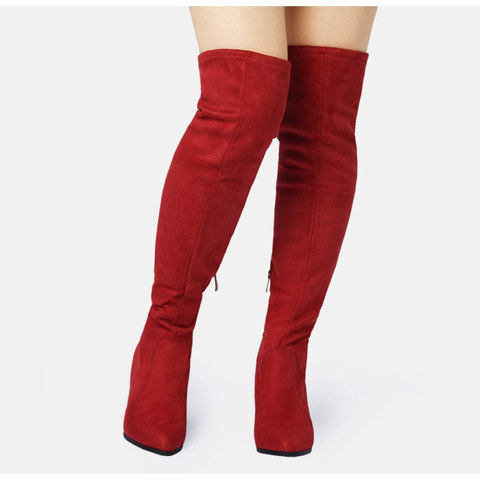 Dream Pairs Women's Thigh High Boots: Over-the-Knee Block Heel, SZ 6, Suede