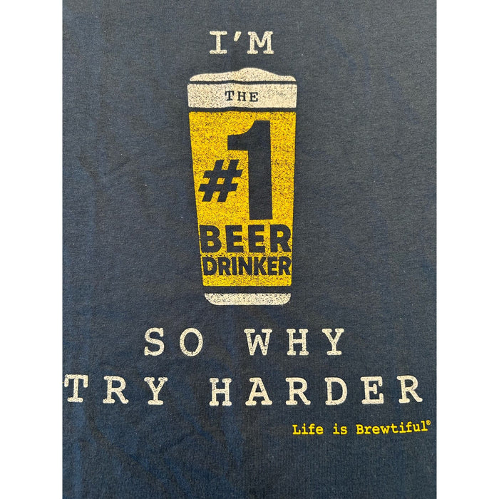 10oz Apparel Men's XL 'I'm the #1 Beer Drinker' T-shirt - Blue, Cheers! * M1226