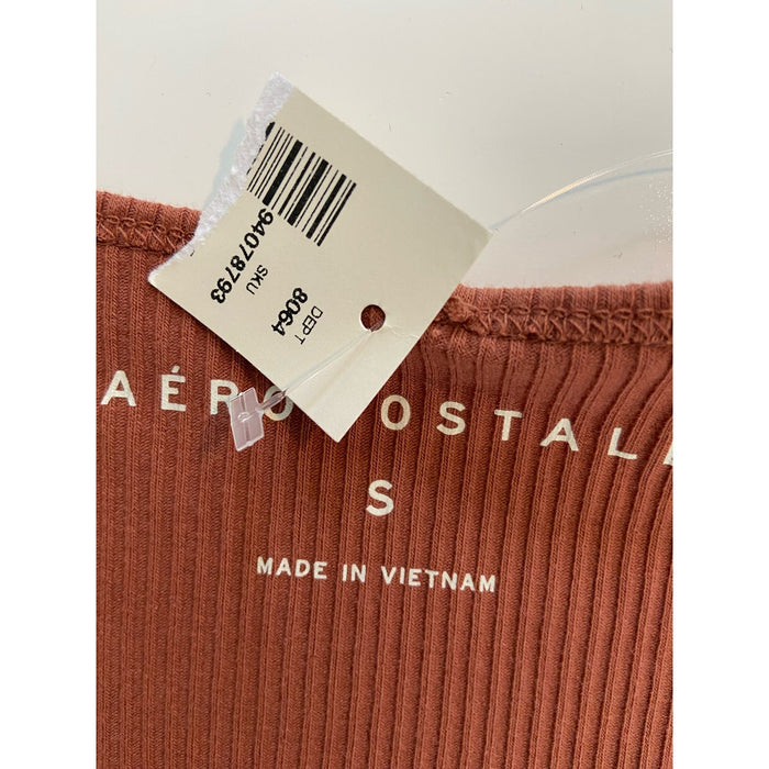 Aeropostale Women's Mid Crop Shirt * Size S Burgundy Brown with Tied Front WTS22