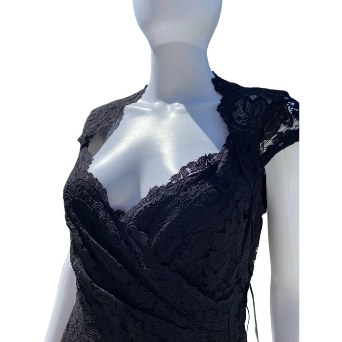 Marina Lace Cap Sleeve Tie Crop Jumpsuit - Size 6* Elegant Black Ensemble wom510
