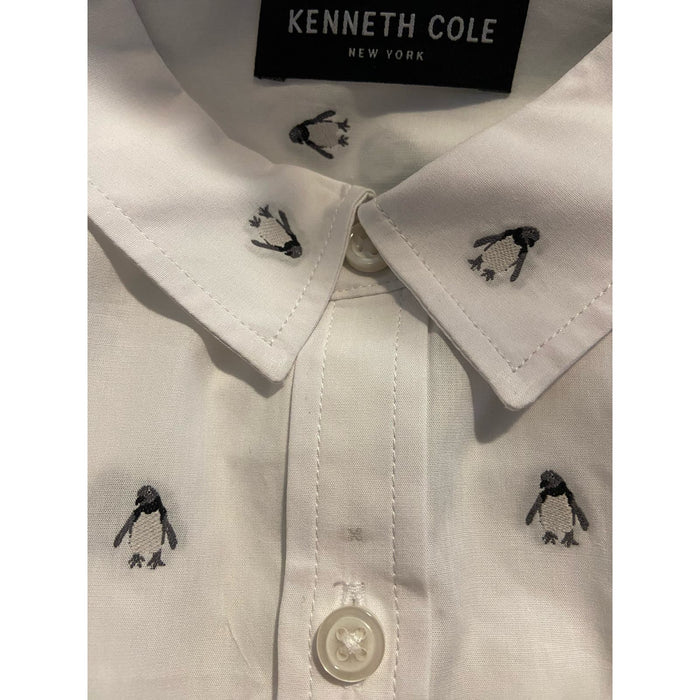 "Kenneth Cole Men's Penguin Print Button-Down Shirt" Size S  Mens 116