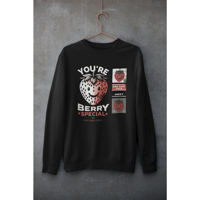 You're Berry Special Strawberry Graphic Long Sleeve Pullover Crewneck Tshirt