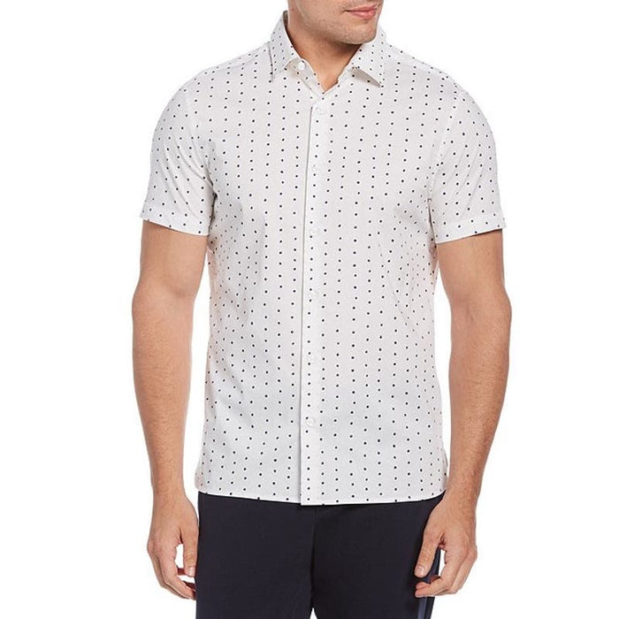 Perry Ellis Chambray Dot Print Men's Short Sleeve Shirt XL * men966
