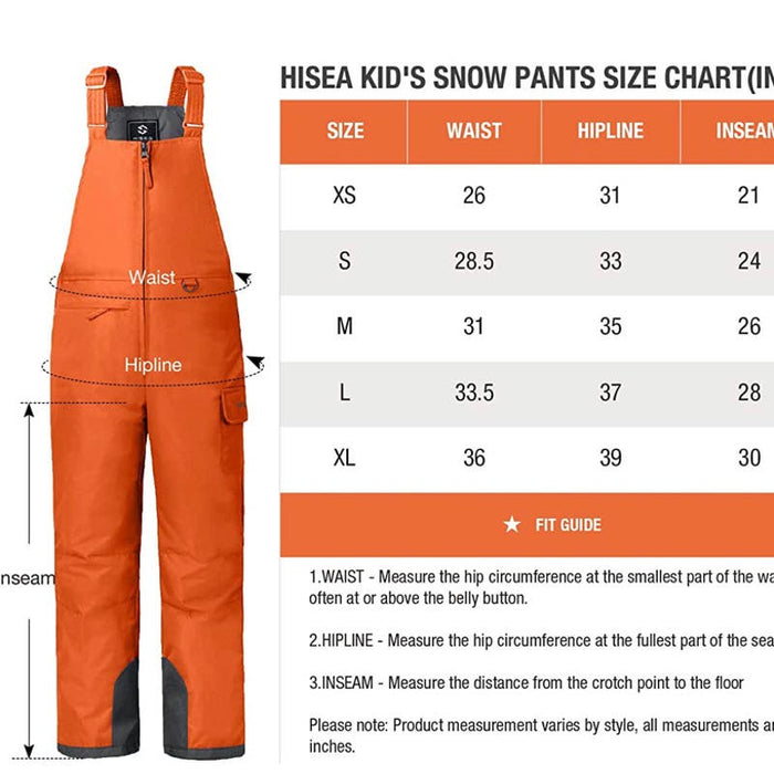 HISEA Kids Snow Bib Overalls, 3M Thinsulate Insulated Ski Pants, Size S (28). K71 *