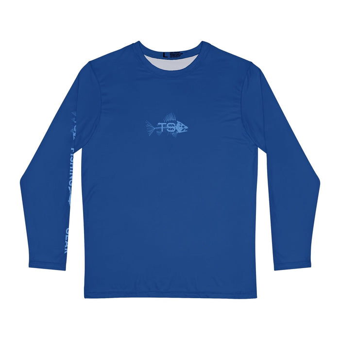 Deep Blue Offshore Fishing Unisex Performance Long Sleeve Shirt, 100% Polyester, Quick-Dry Activewear (BLUE)