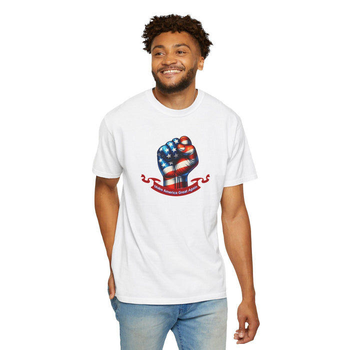 Make America Great Again Trump Fist T-Shirt  Bold Patriotic Statement Tee