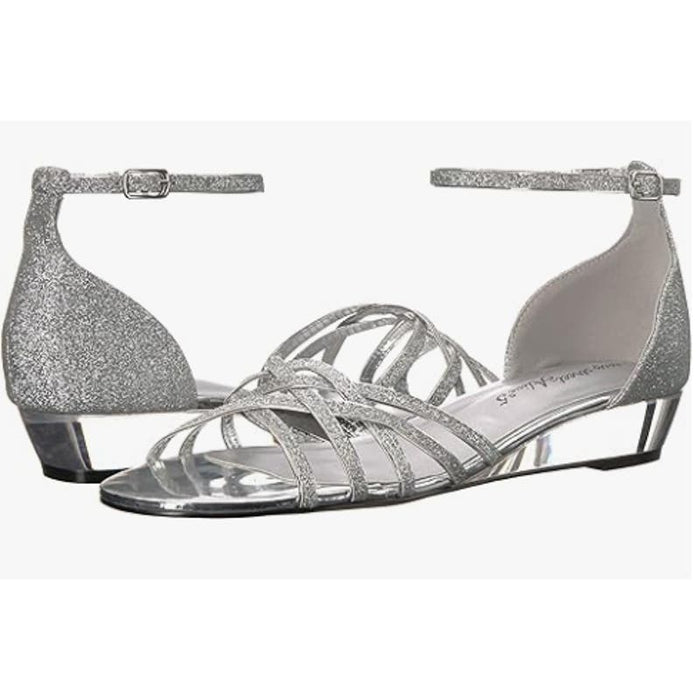 Easy Street Women's Tarrah Wedge Sandal, Silver Glitter, 8.5 M US