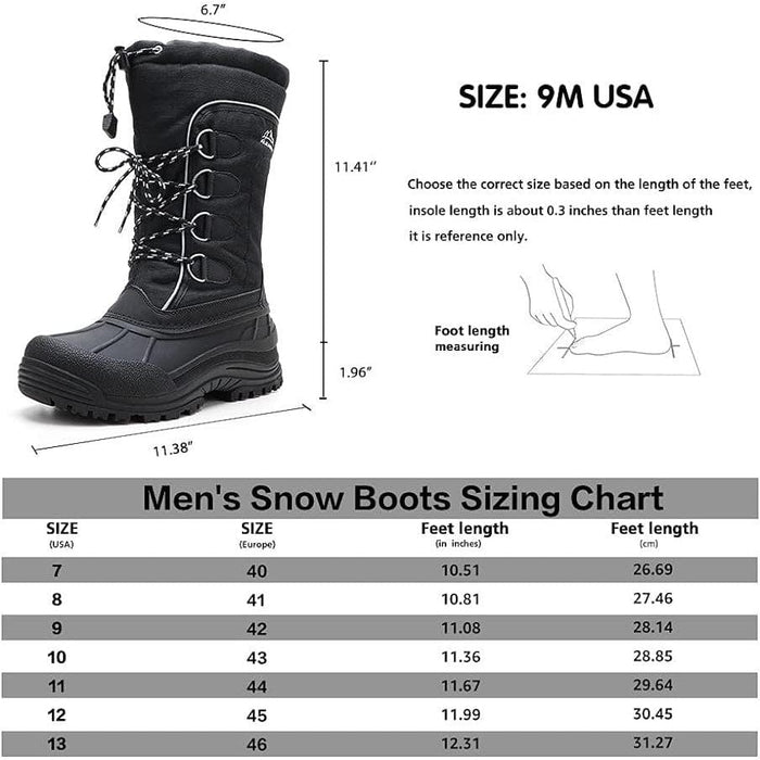 ALEADER Men's Waterproof Winter Snow Boots: Insulated, Non-Slip, SZ 12 Shoes