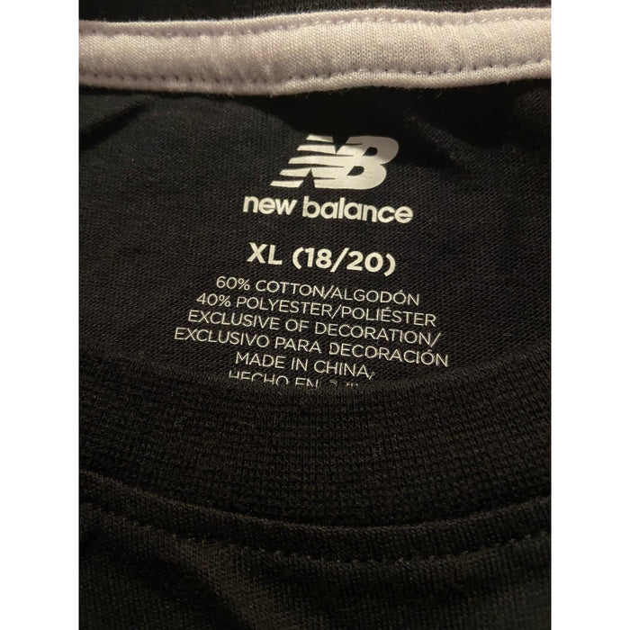 New Balance Essentials Stacked Logo Black T-Shirt, Size XL (18/20). K45 *