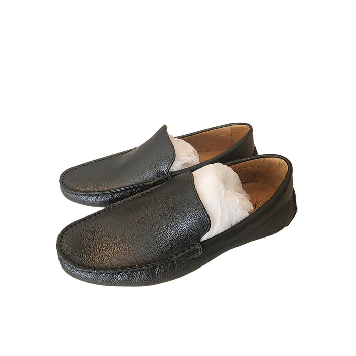 Massimo Matteo Venetian Driver Black Loafers – Sleek & Sophisticated, Size 8M