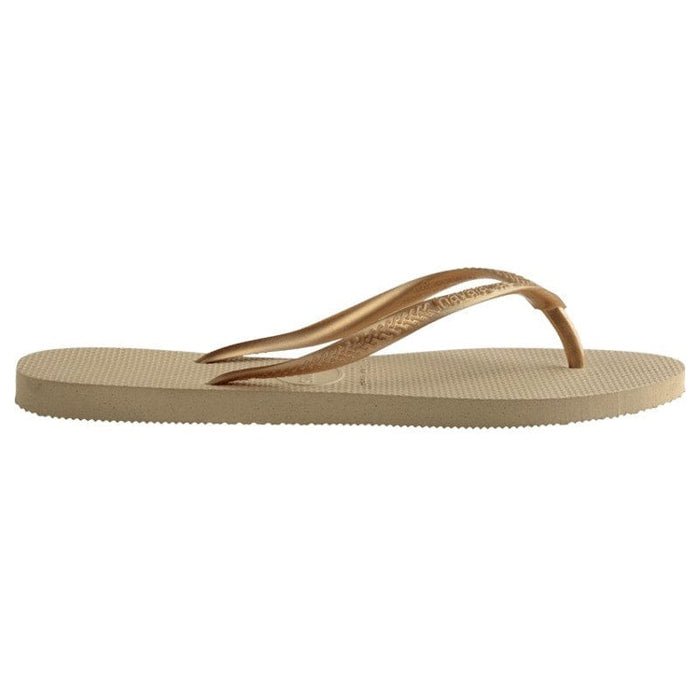 Havaianas Slim Flip Flops for Women: Sand Grey/Golden, SZ 11/12, Iconic Comfort