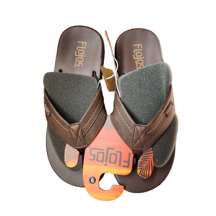 "Flojos Levee Two-Tone Brown Sandal, Men's Size 9 Comfortable Summer Footwear"