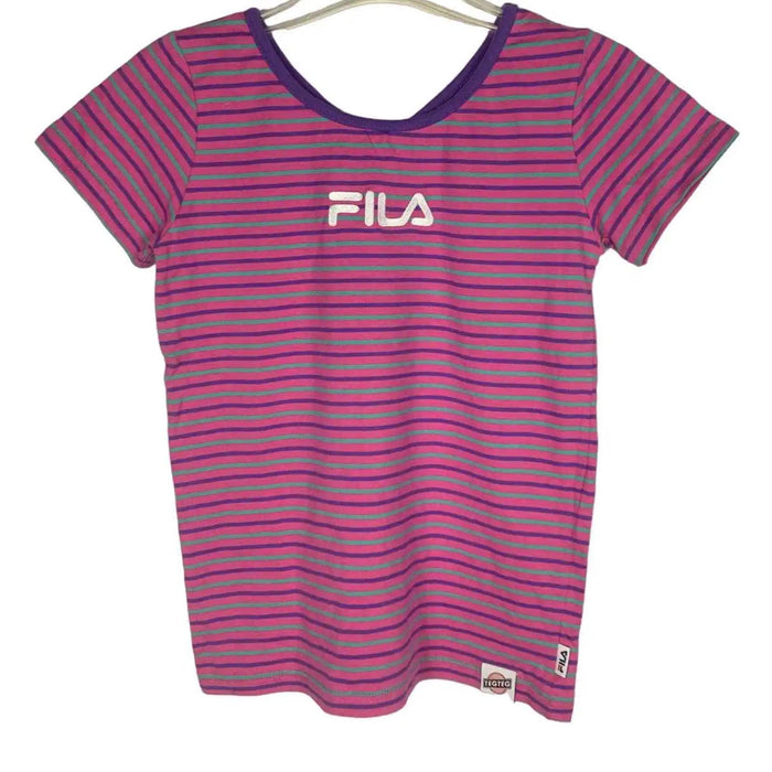 Stylish FILA Girls Pink Striped T-Shirt * Size 10/12 (NWOT)  K212