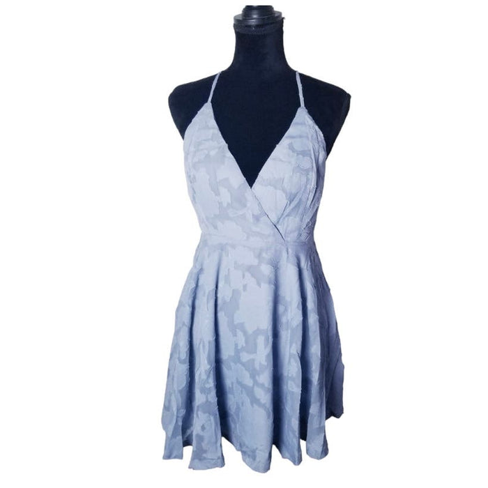 Lulus Days of Beauty Dusty Blue Burnout Skater Dress* Size Small WD24