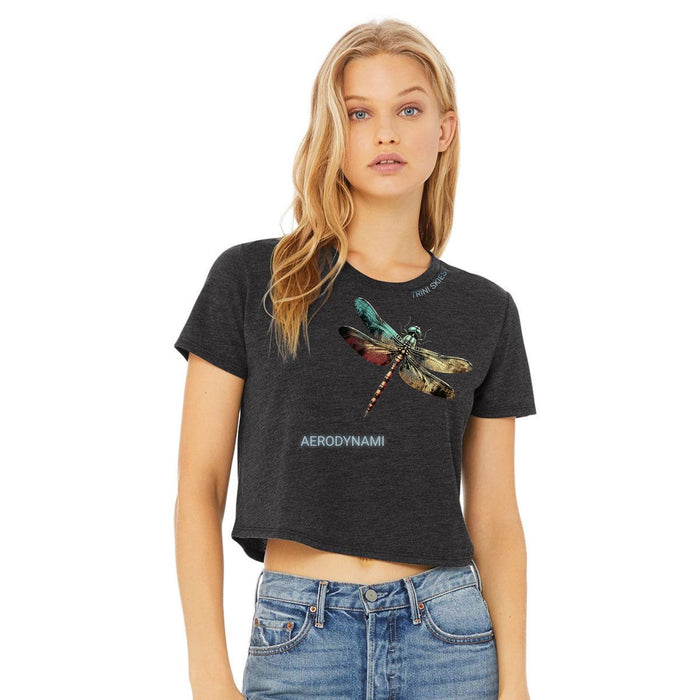 The Dragonfly Aerodynami Cropped Graphic Short Sleeve Pullover Crewneck Tshirt