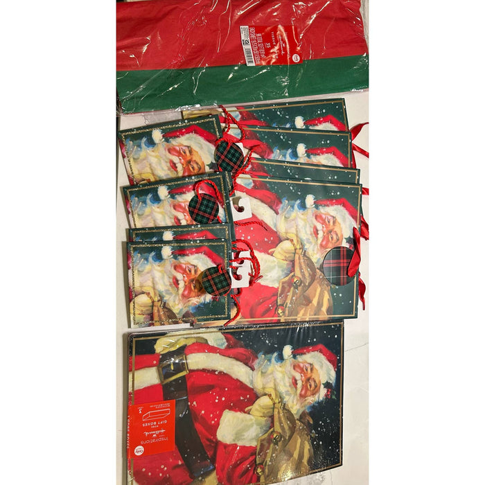 Bundle Christmas wrapping 8 bags 3 boxes 1 pack tissue paper